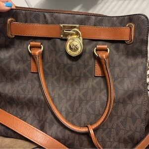 Michael Kors Dark Brown and Tan Shoulder Bag